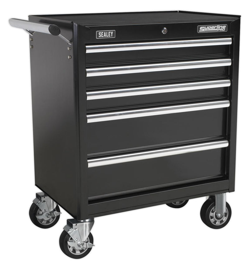 Rollcab 5 Drawer with Ball-Bearing Slides - Black