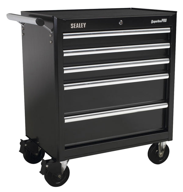 Rollcab 5 Drawer with Ball-Bearing Slides - Black