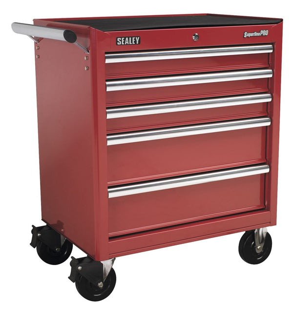 Rollcab 5 Drawer with Ball-Bearing Slides - Red