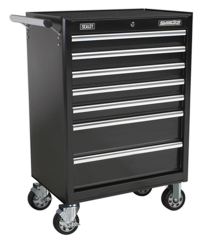 Rollcab 7 Drawer with Ball-Bearing Slides - Black