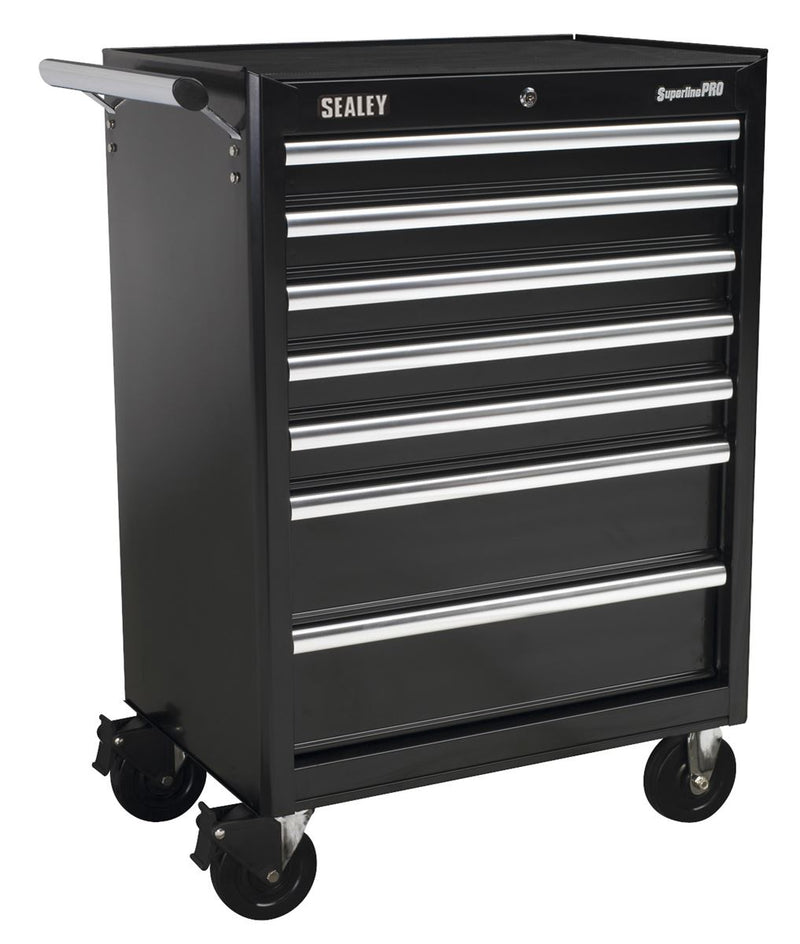 Rollcab 7 Drawer with Ball-Bearing Slides - Black