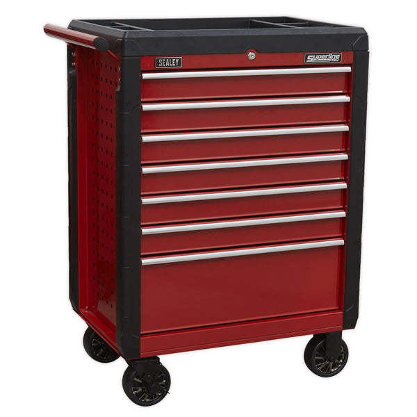 Rollcab 7 Drawer with Ball-Bearing Slides - Red