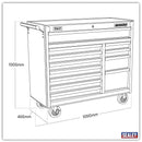 Sealey Superline PRO&reg; Heavy-Duty Rollcab 12 Drawer - Black AP41120B