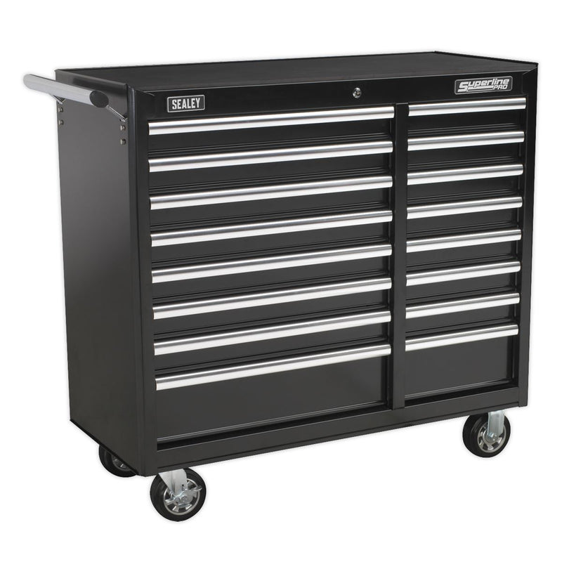 Rollcab 16 Drawer with Ball-Bearing Slides Heavy-Duty - Black