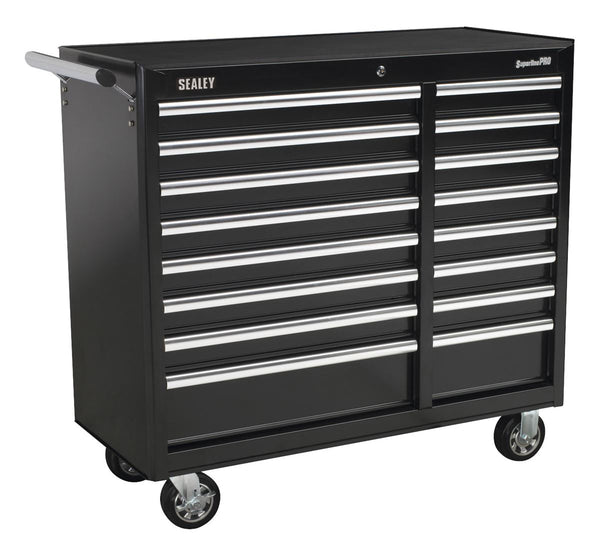 Rollcab 16 Drawer with Ball-Bearing Slides Heavy-Duty - Black