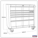 Sealey Premier&trade; Retro Style Wide Rollcab 6 Drawer - Blue with White Stripes AP41206BWS