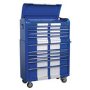 Sealey Premier&trade; Retro Style Wide Topchest & Rollcab Combination 10 Drawer Blue with White Stripes AP41COMBOBWS