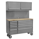 Sealey Premier&trade; Mobile Stainless Steel Tool Cabinet 10 Drawer with Backboard & 2 Wall Cupboards AP5520SS