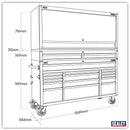 Sealey Superline PRO&reg; Black Edition Mobile Trolley with Wooden Worktop, Hutch & 2 Drawer Riser 15 Drawer 1549mm AP6115BECOMBO1