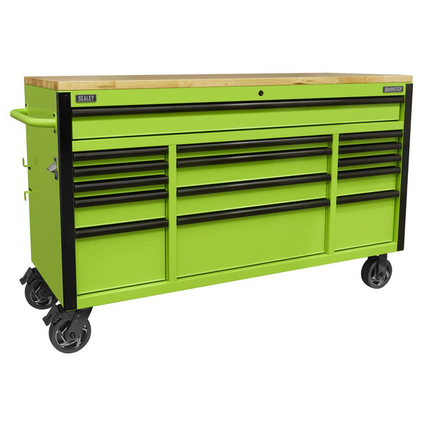 15 Drawer Mobile Trolley with Wooden Worktop 1549mm