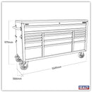 Sealey Superline PRO&reg; Black Edition Mobile Trolley with Wooden Worktop 15 Drawer 1549mm AP6115BE