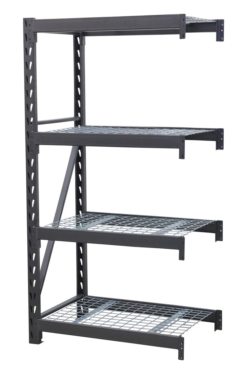 Heavy-Duty Racking Extension Pack with 4 Mesh Shelves 640kg Capacity Per Level