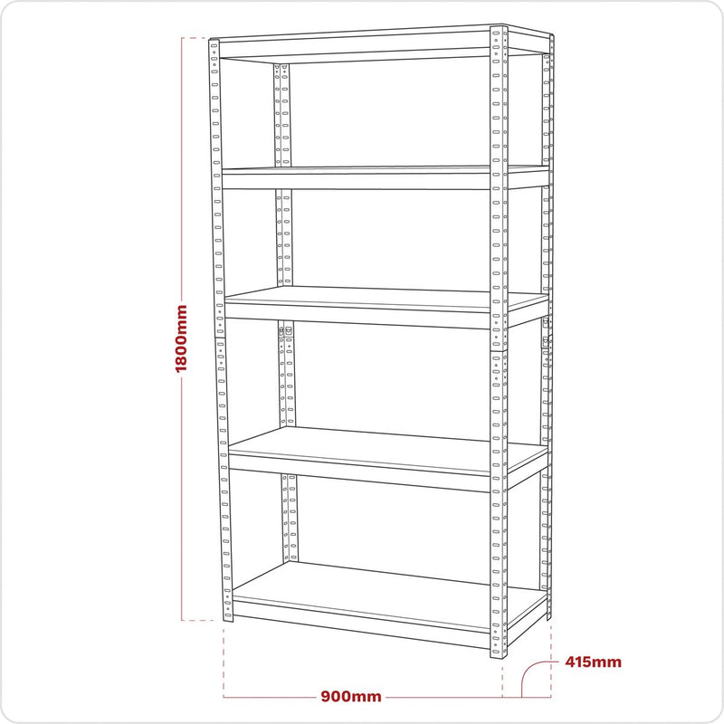 Racking Unit with 5 Shelves 500kg Capacity Per Level