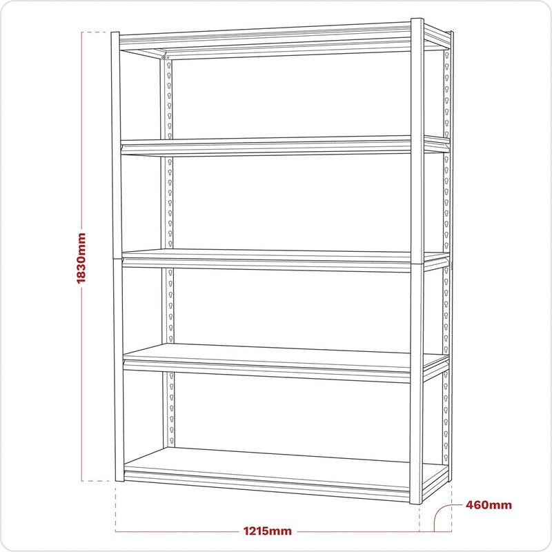 Racking Unit with 5 Shelves 600kg Capacity Per Level