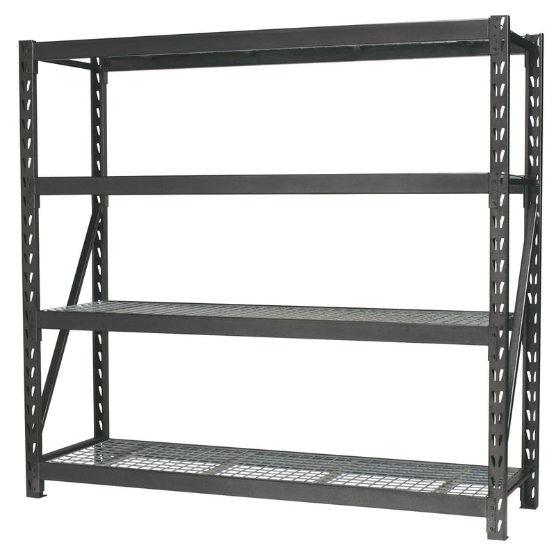 Heavy-Duty Racking Unit with 4 Mesh Shelves 640kg Capacity Per Level 1956mm