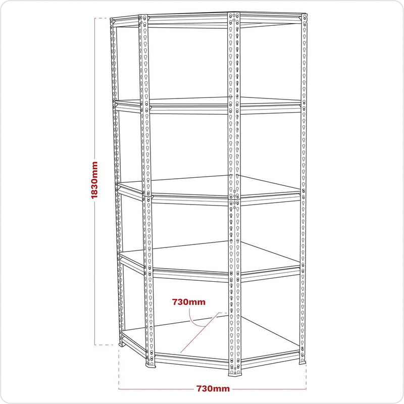 Corner Racking Unit 5 Level 150kg Capacity Per Level