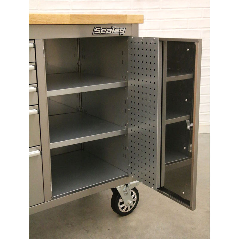 Mobile Stainless Steel Tool Cabinet 10 Drawer & Cupboard