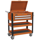 Sealey Superline PRO&reg; Heavy-Duty Mobile Tool & Parts Trolley with Lockable Top & 2 Drawers - Orange AP760MO