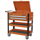 Sealey Superline PRO&reg; Heavy-Duty Mobile Tool & Parts Trolley with Lockable Top & 2 Drawers - Orange AP760MO