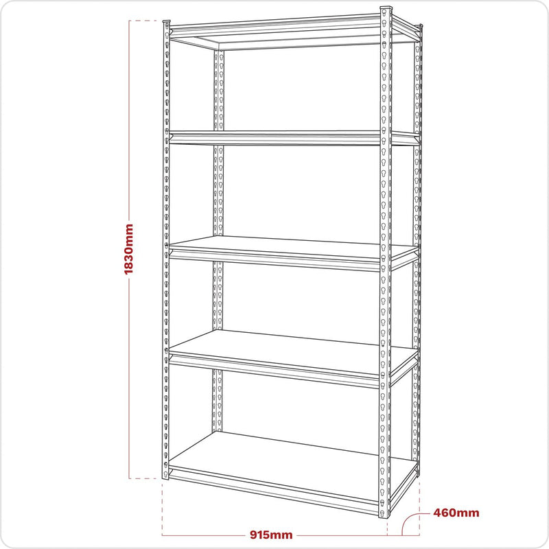 Racking Unit with 5 Shelves 340kg Capacity Per Level