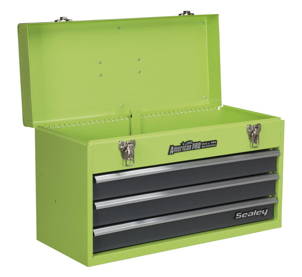 Tool Chest 3 Drawer Portable with Ball-Bearing Slides - Green/Grey