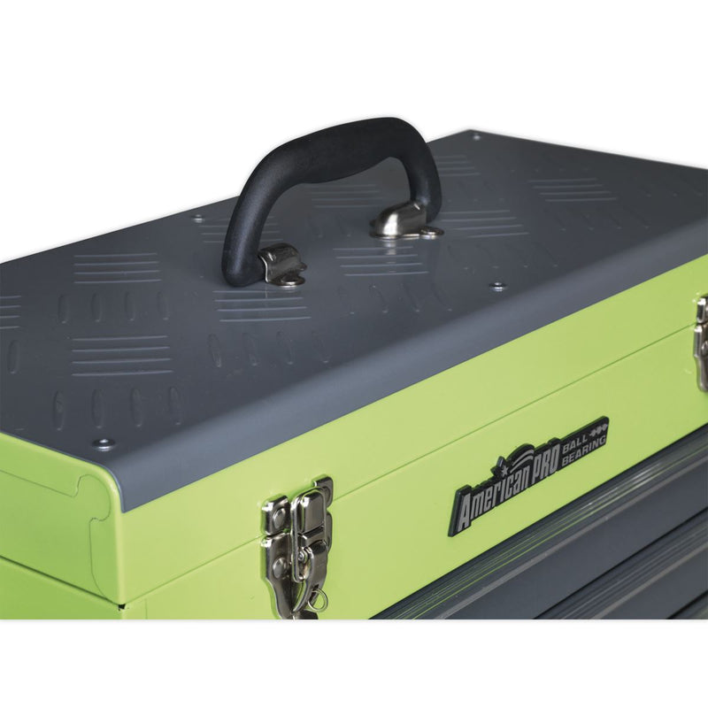 Tool Chest 3 Drawer Portable with Ball-Bearing Slides - Green/Grey