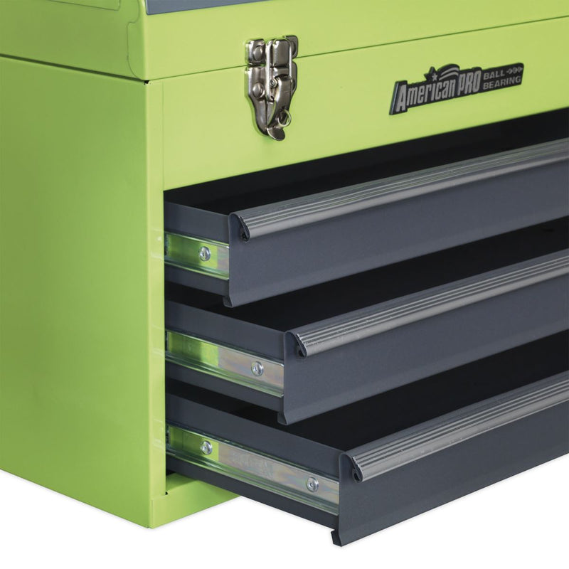 Tool Chest 3 Drawer Portable with Ball-Bearing Slides - Green/Grey