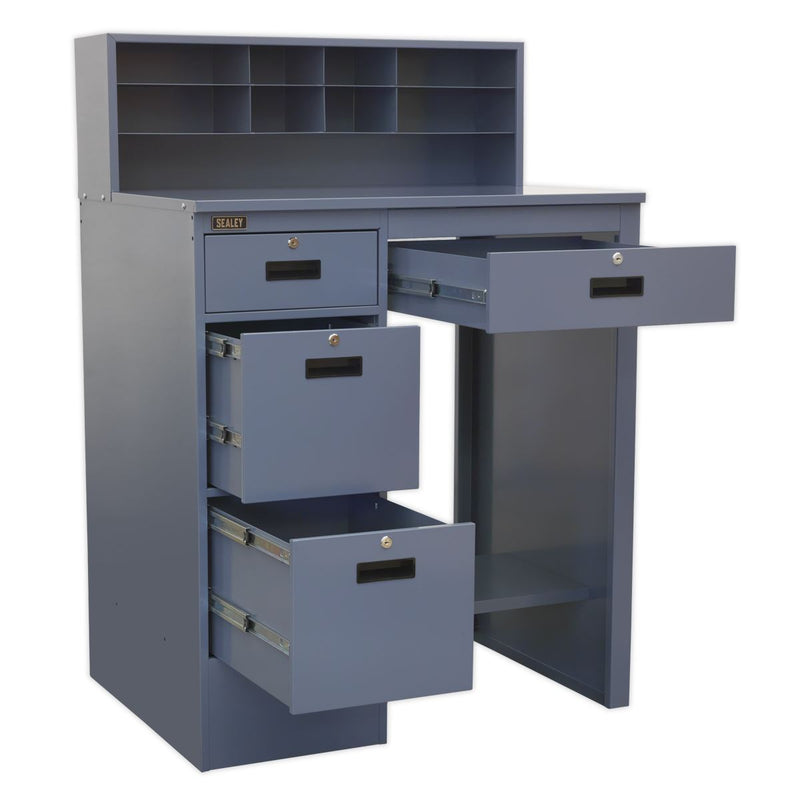 Industrial Workstation 4 Drawer - Grey