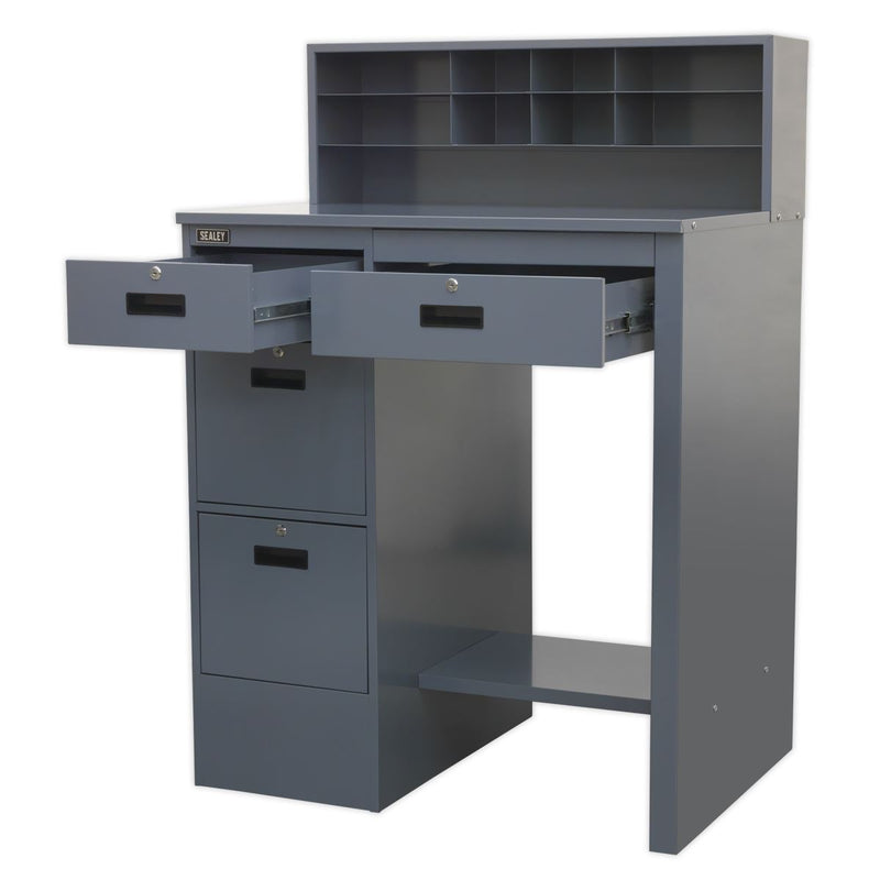 Industrial Workstation 4 Drawer - Grey