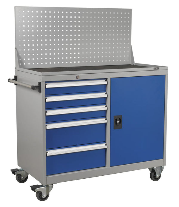 Industrial Mobile Workstation 5 Drawer & 1 Shelf Locker