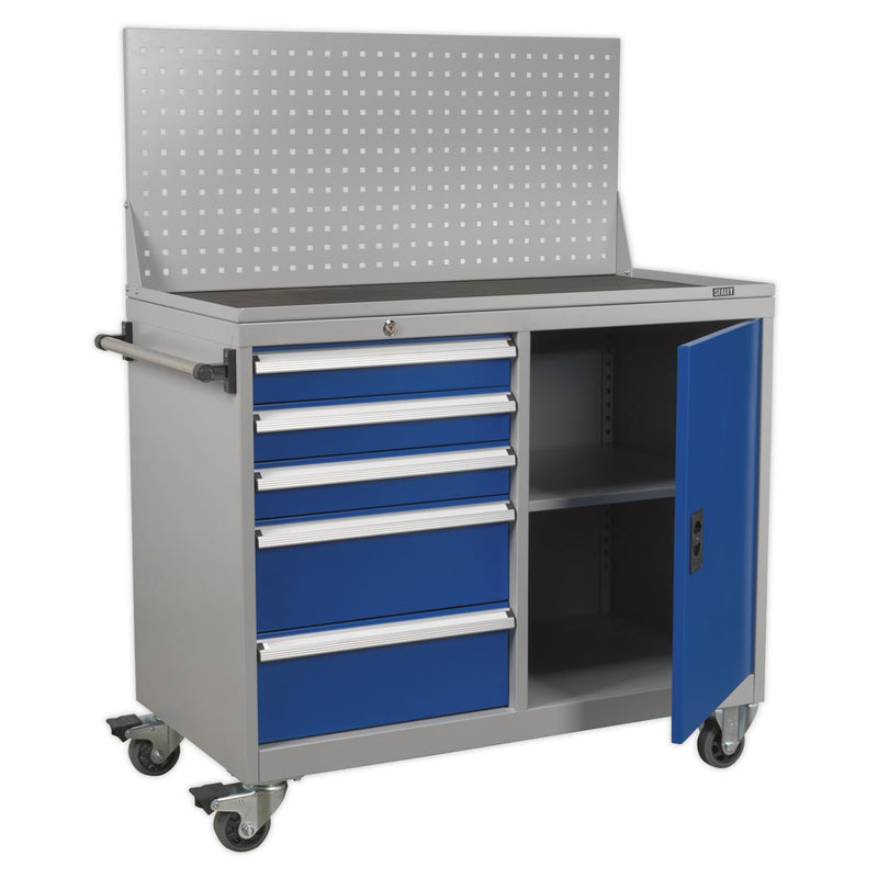 Industrial Mobile Workstation 5 Drawer & 1 Shelf Locker