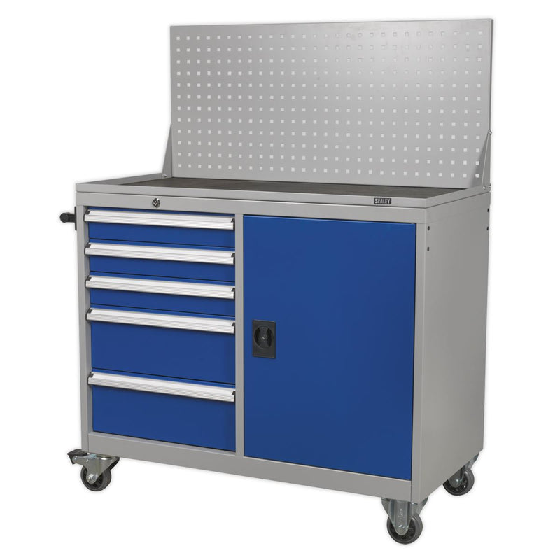 Industrial Mobile Workstation 5 Drawer & 1 Shelf Locker