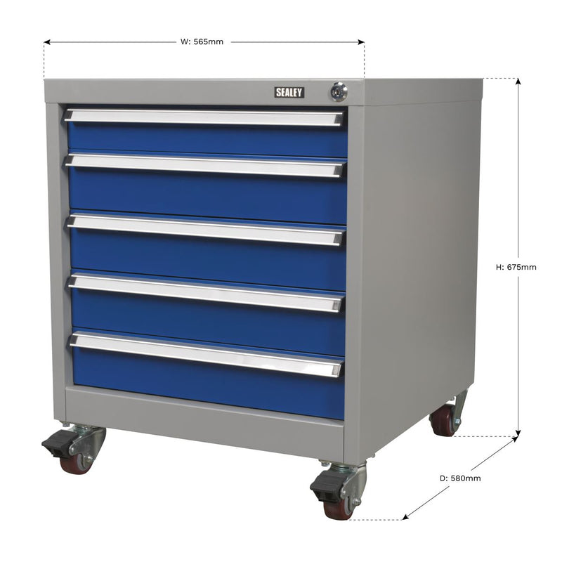 Mobile Industrial Cabinet 5 Drawer