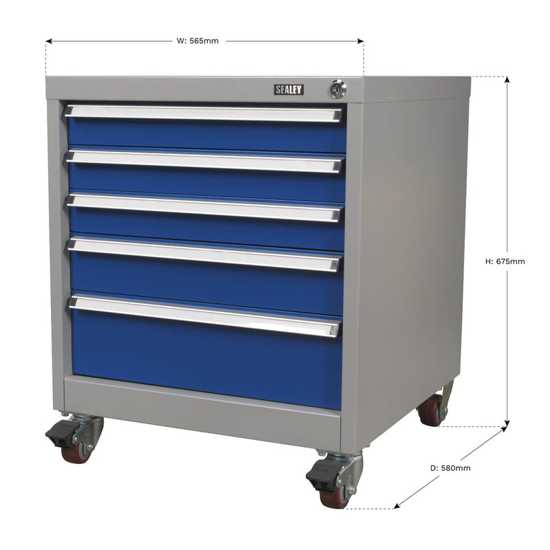 Mobile Industrial Cabinet 5 Drawer