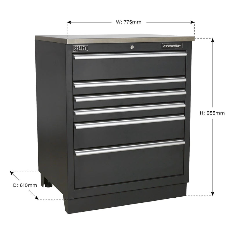 Sealey Premier&trade; Heavy-Duty Modular Floor Cabinet 6 Drawer 775mm APMS03