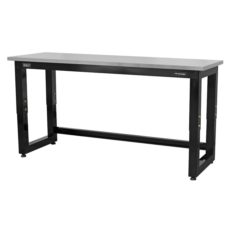 Steel Adjustable Workbench with Stainless Steel Worktop 1830mm - Heavy-Duty