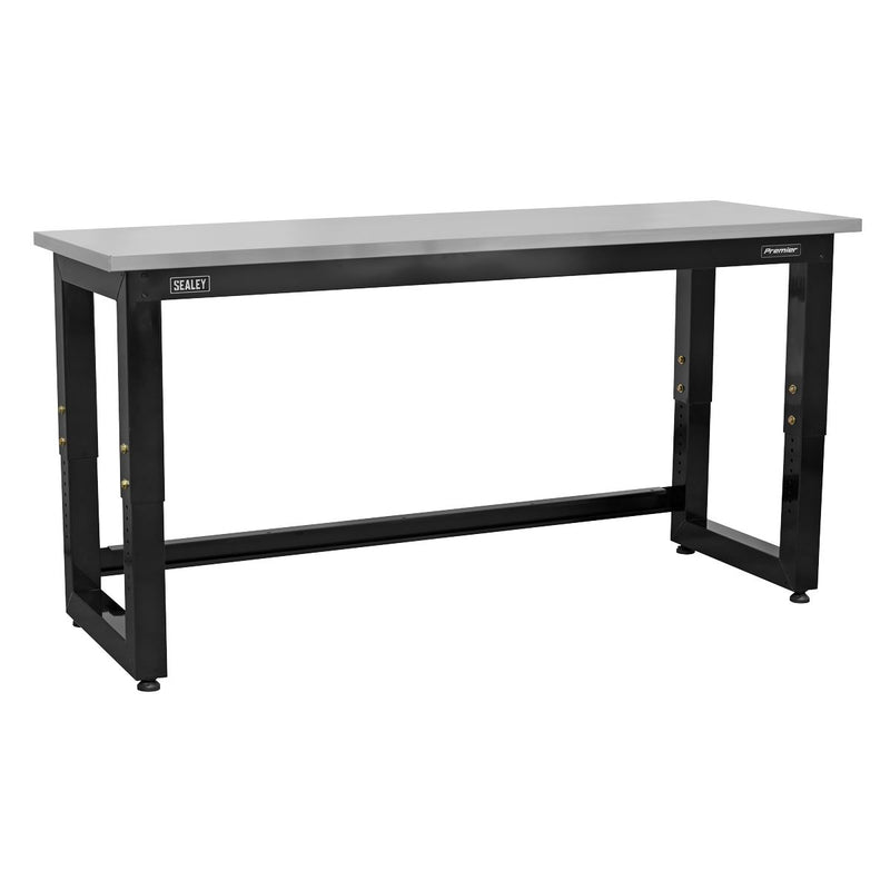 Steel Adjustable Workbench with Stainless Steel Worktop 1830mm - Heavy-Duty