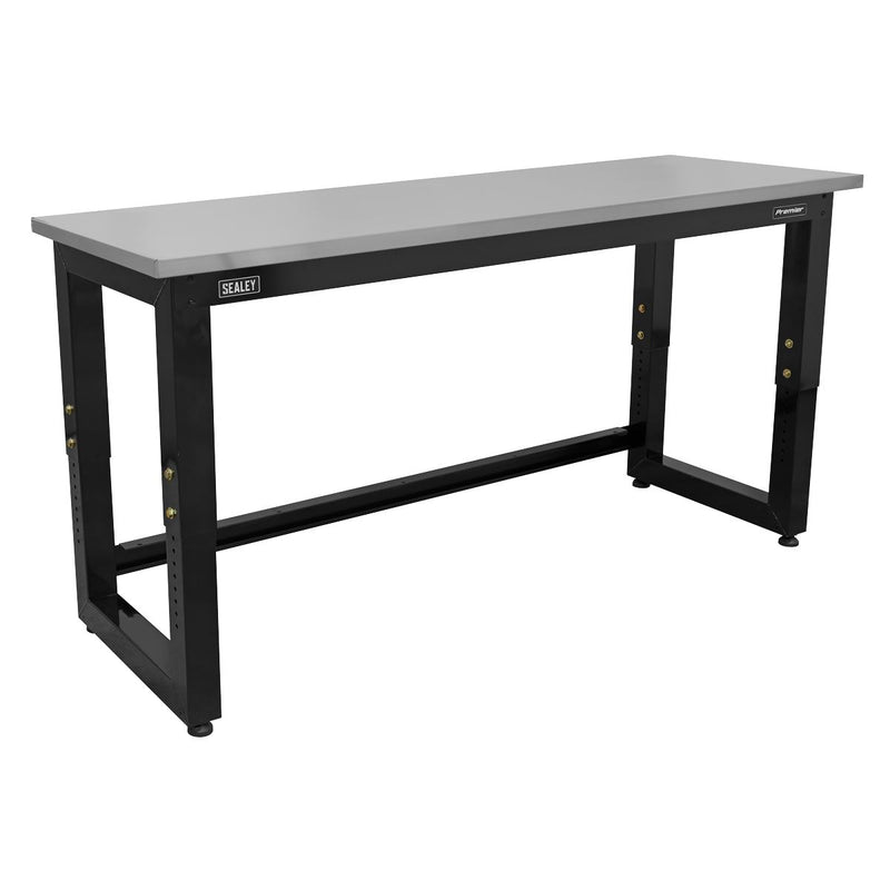 Steel Adjustable Workbench with Stainless Steel Worktop 1830mm - Heavy-Duty