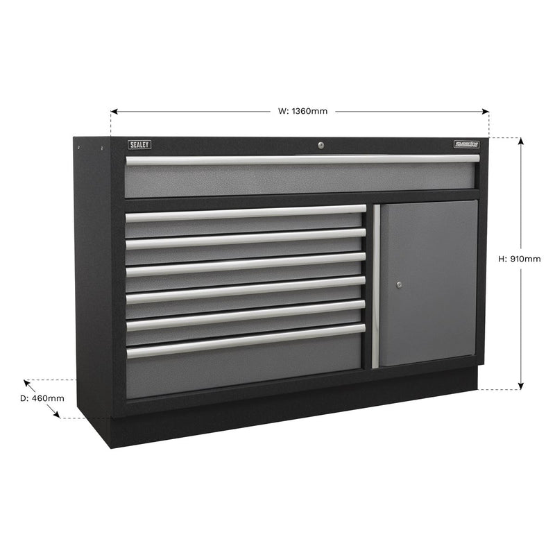 Modular 7 Drawer Floor Cabinet 1360mm