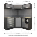 Sealey Superline PRO&reg; Corner Storage System with Stainless Worktop 1.55m APMSSTACK08SS