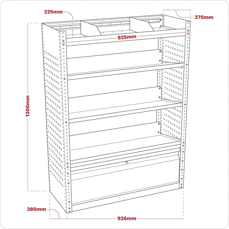 Modular Slanted Shelf Van Storage System