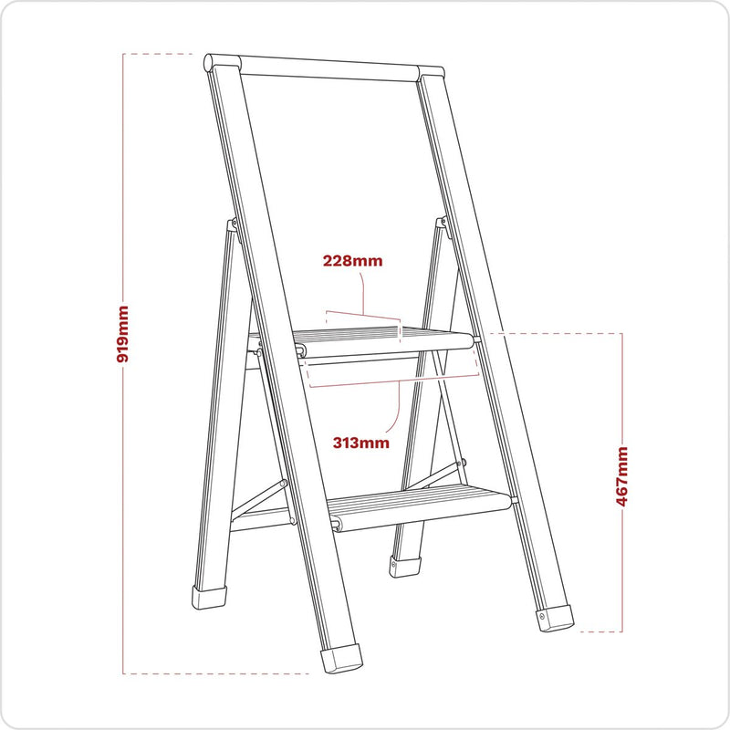 Aluminium Professional Folding Step Ladder 2-Step 150kg Capacity