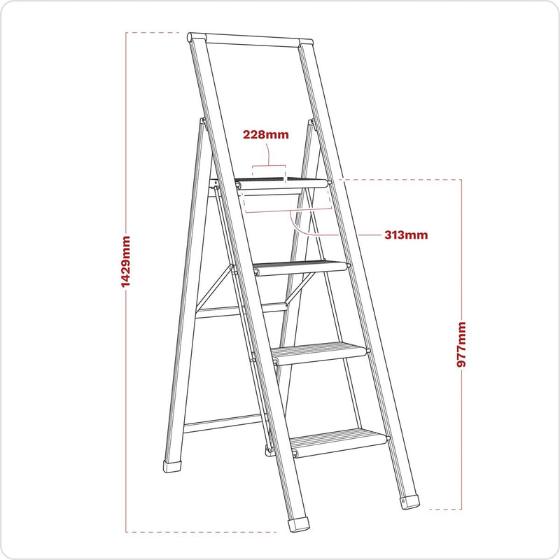 Aluminium Professional Folding Step Ladder 4-Step 150kg Capacity