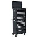 Sealey Superline PRO&reg; Topchest, Mid-Box Tool Chest & Rollcab Combination 14 Drawer - Black APSTACKTB