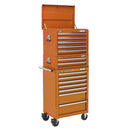 Sealey Superline PRO&reg; Topchest, Mid-Box Tool Chest & Rollcab Combination 14 Drawer - Orange APSTACKTO