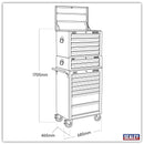Sealey Superline PRO&reg; Topchest, Mid-Box Tool Chest & Rollcab Combination 14 Drawer - Orange APSTACKTO