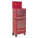 Sealey Superline PRO&reg; Topchest, Mid-Box Tool Chest & Rollcab Combination 14 Drawer - Red APSTACKTR