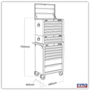 Sealey Superline PRO&reg; Topchest, Mid-Box Tool Chest & Rollcab Combination 14 Drawer - Red APSTACKTR