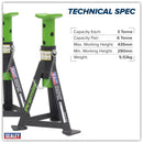 Sealey Premier Axle Stands (Pair) 3 Tonne Capacity per Stand - Green AS3G
