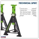 Sealey Premier Axle Stands (Pair) 6 Tonne Capacity per Stand - Green AS6G